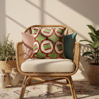 Green & Red Ikat Pillow Cover 16x24