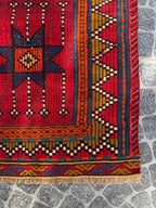 Vintage Turkish Cicim Kilim Rug, Handwoven Wool, Geometric Design (2.07x3.28 ft)