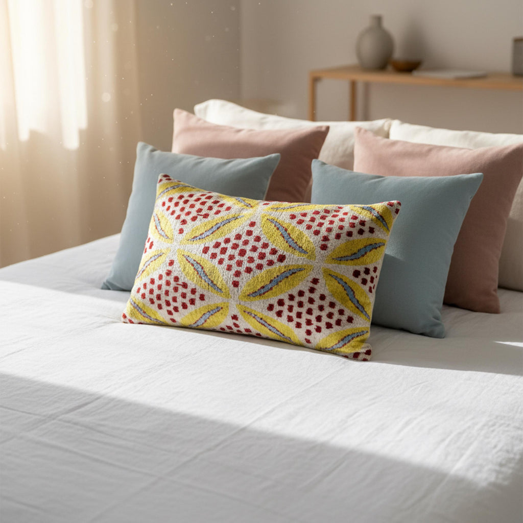 Yellow Red Blue Velvet Pillow Cover 16x24