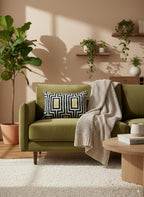 Black White and Yellow Velvet Pillow Cover 16x24