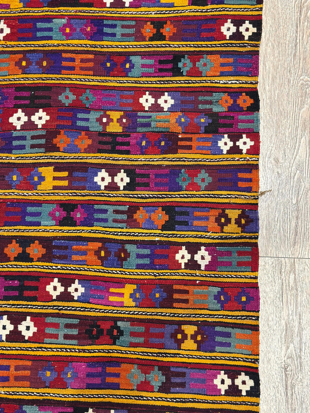 Vintage Turkish Kilim Rug, Handwoven Wool Boho Rug (4.5 x 6.8 ft)