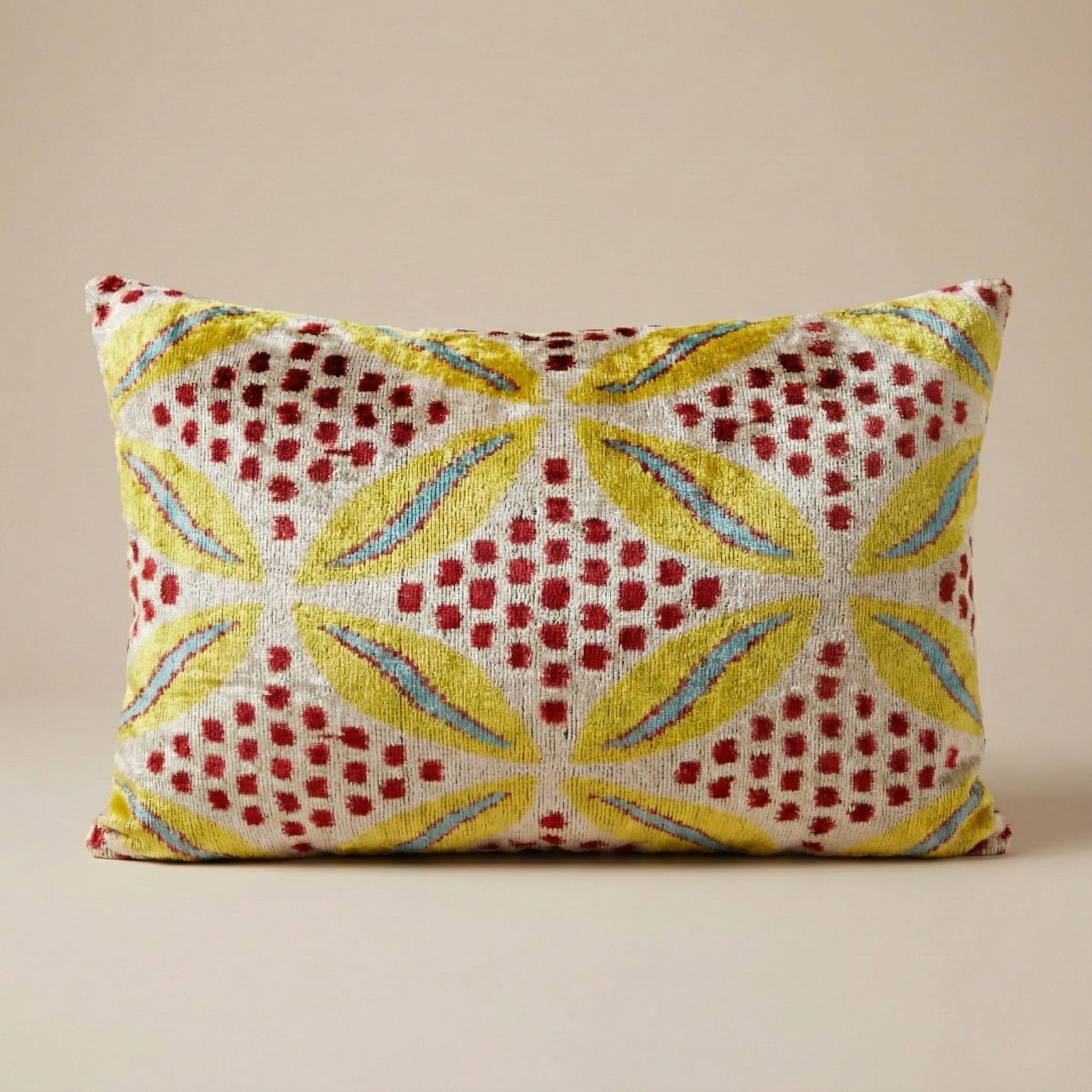 Yellow Red Blue Velvet Pillow Cover 16x24