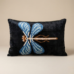 Blue Dragonfly Velvet Pillow Cover 16x24