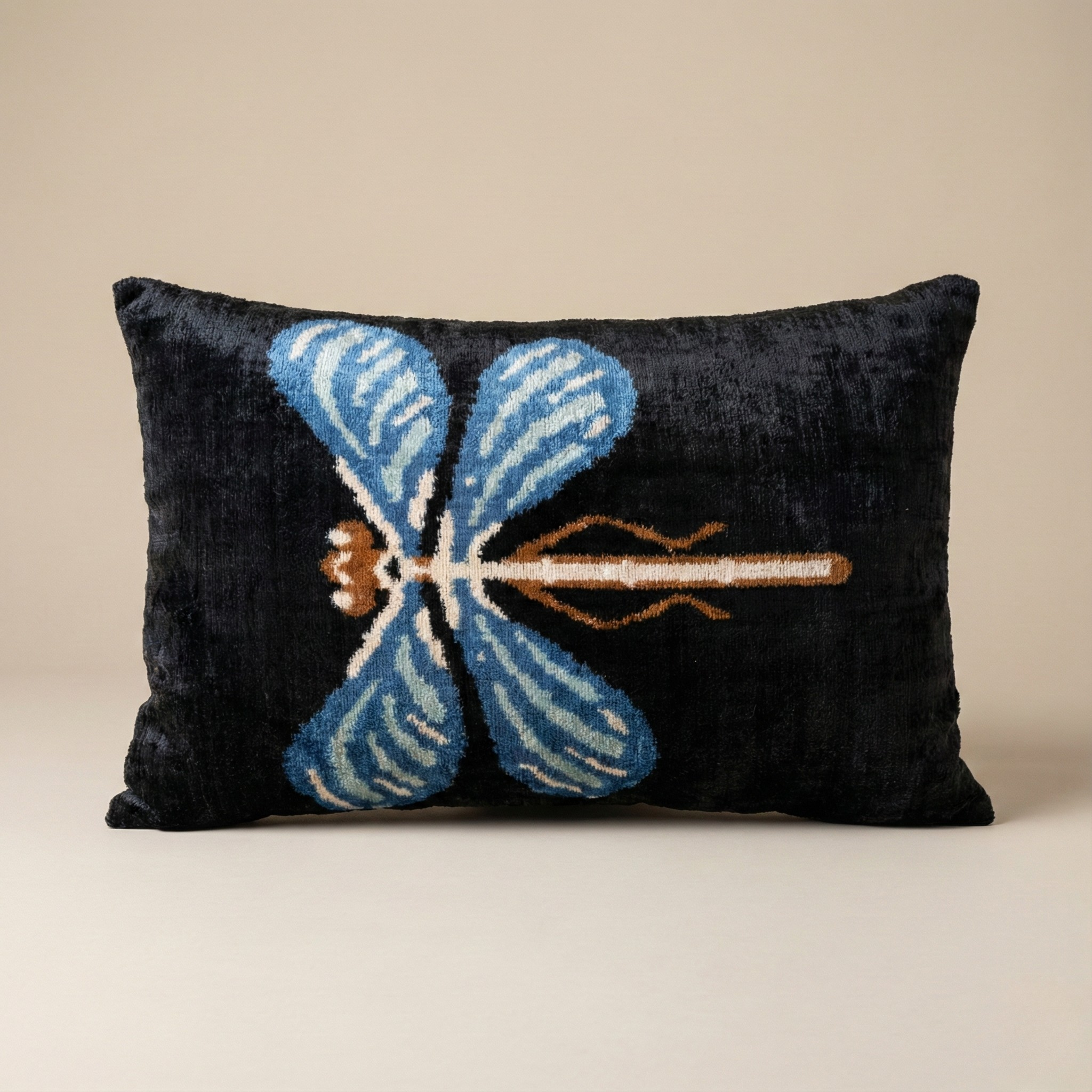 Blue Dragonfly Velvet Pillow Cover 16x24