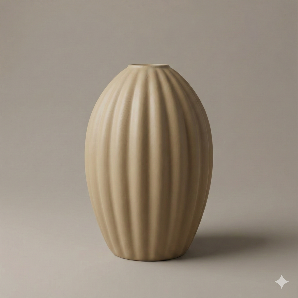 Handmade Beige Ceramic Vase 7.8x9.8