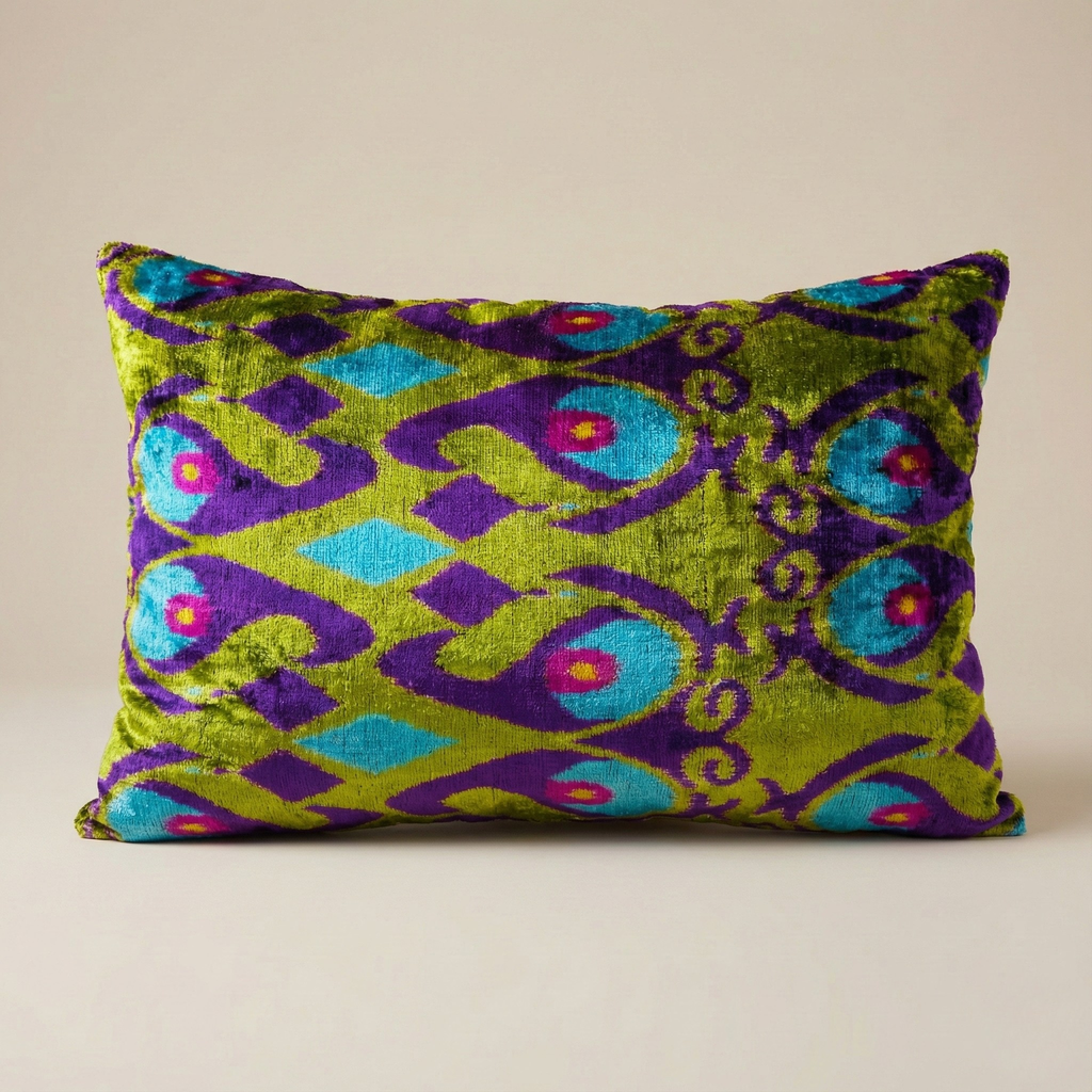 Purple Blue and Green Velvet Pillow Cover 16x24