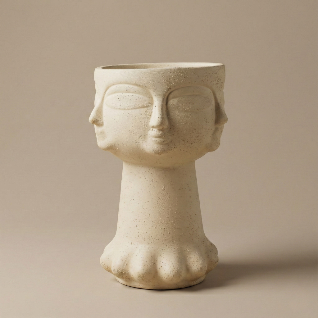 Handmade Ceramic Face Vase 7.1x9.8