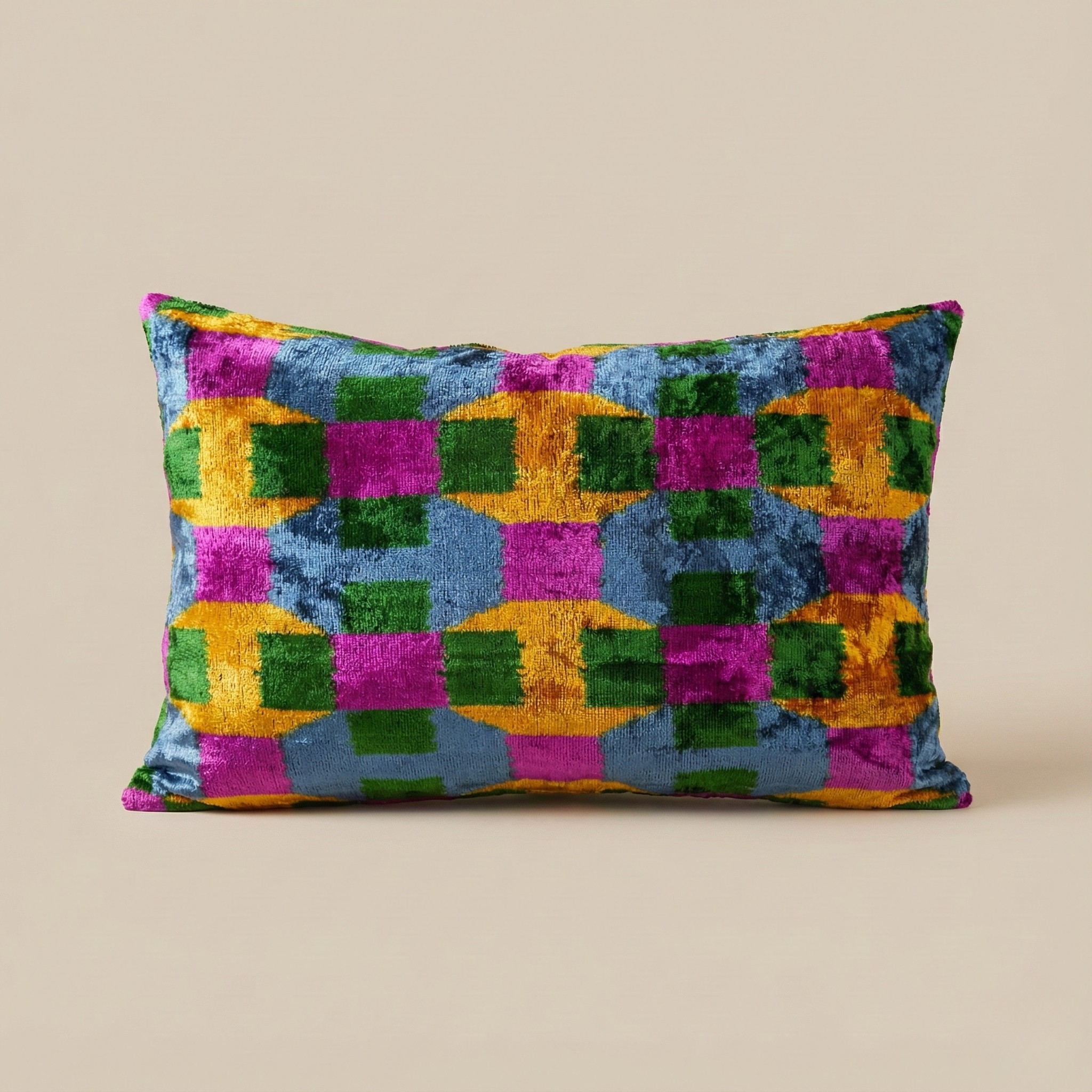 Yellow Pink Green Blue Velvet Pillow Cover 16x24