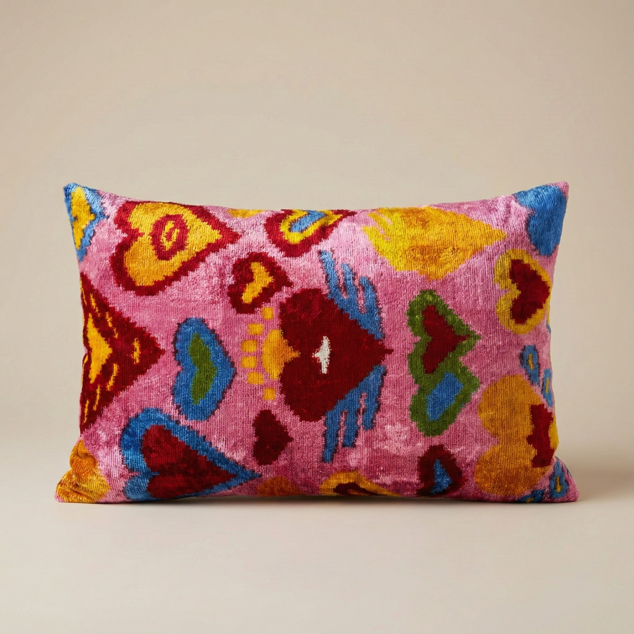 Pink Red Blue Yellow Hear Velvet Pillow Cover 16x24