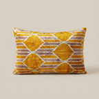 Mustard Yellow and Beige Velvet Pillow Cover 16x24