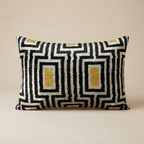 Black White and Yellow Velvet Pillow Cover 16x24