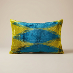 Bold Blue and Yellow Velvet Pillow Cover 16x24