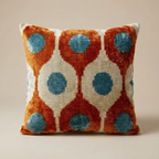 Orange & Blue Velvet Pillow Cover 16x24