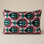 Pink Green and Black Velvet Pillow Cover 16x24