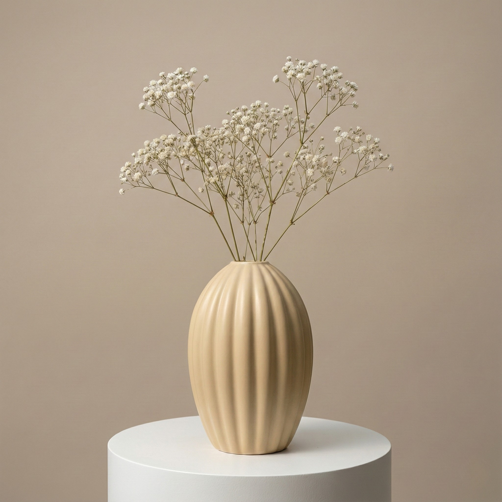 Handmade Beige Ceramic Vase 7.8x9.8