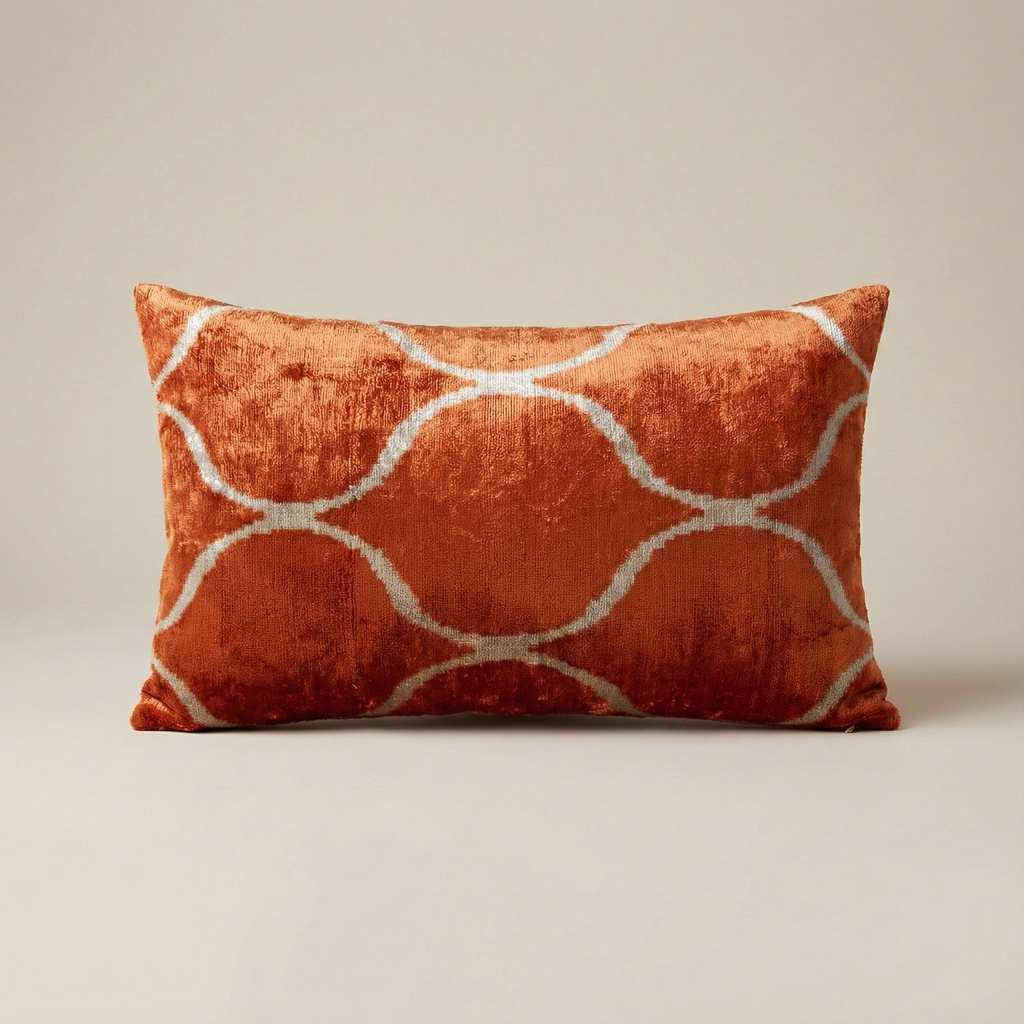 Rust Orange Ikat Pillow Cover 16x24