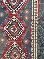 Handwoven Turkish Kilim Rug, Vintage Star Motif (3.64 x 4.33 ft)