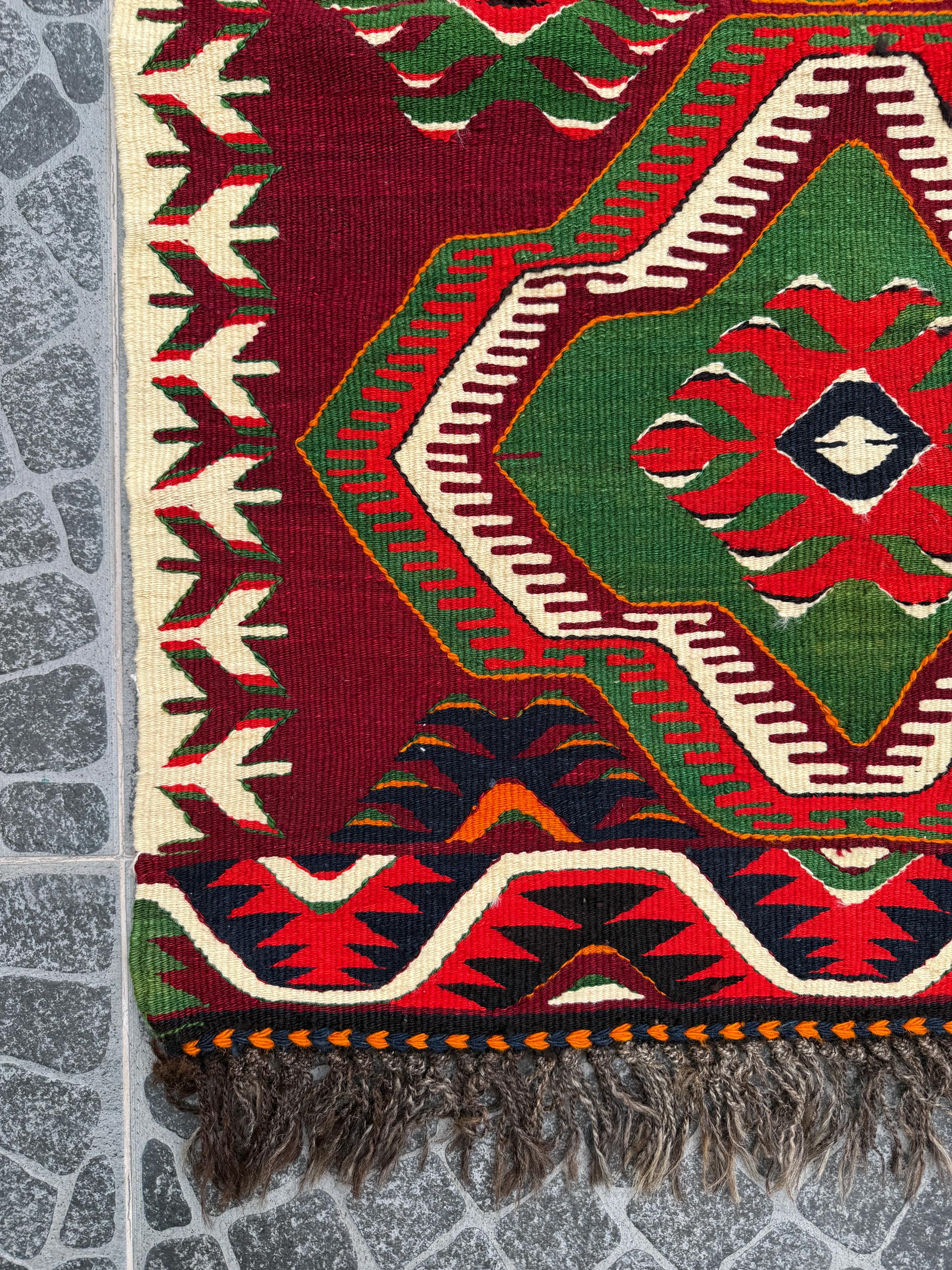 Vintage Turkish Kilim Rug, Handwoven Wool Anatolian Scorpion Rug (2.89x4.26 ft)