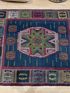 Vintage Turkish Kilim Rug, Handwoven Wool Area Rug (4.20x5.70 ft)