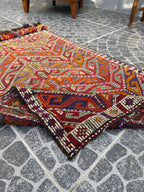 Vintage Turkish Kilim Rug: Handwoven Wool Cicim Rug (2.79x4.00 ft)