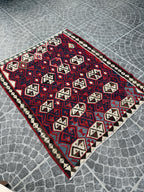 Handwoven Turkish Kilim Rug, Bohemian Geometric Rug (4.07x4.86 ft)