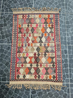 Handwoven Vintage Turkish Cicim Rug, Bohemian Tribal Wool Rug (2.72x4.04 ft)