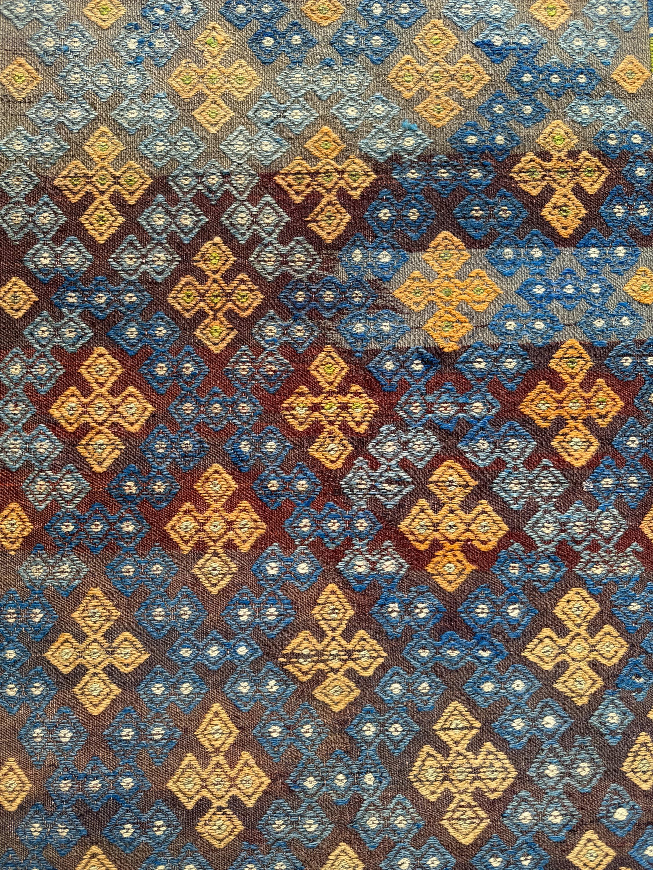 Vintage Turkish Kilim Rug, Handwoven Wool Cicim, Boho Decor (2.76x4.13 ft)