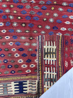 Vintage Turkish Kilim Rug – Handwoven Wool Carpet, 4.59x5.84 ft