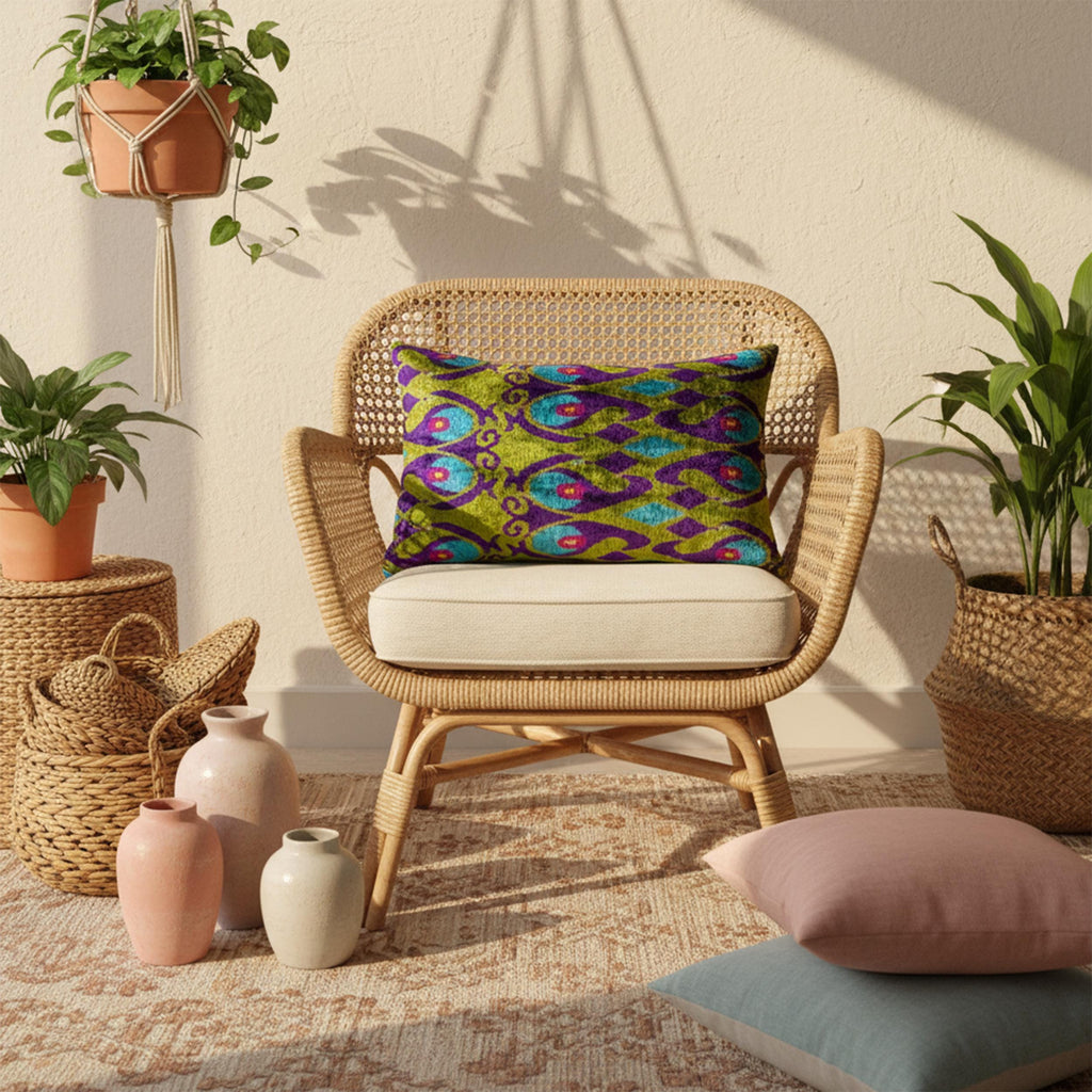 Purple Blue and Green Velvet Pillow Cover 16x24