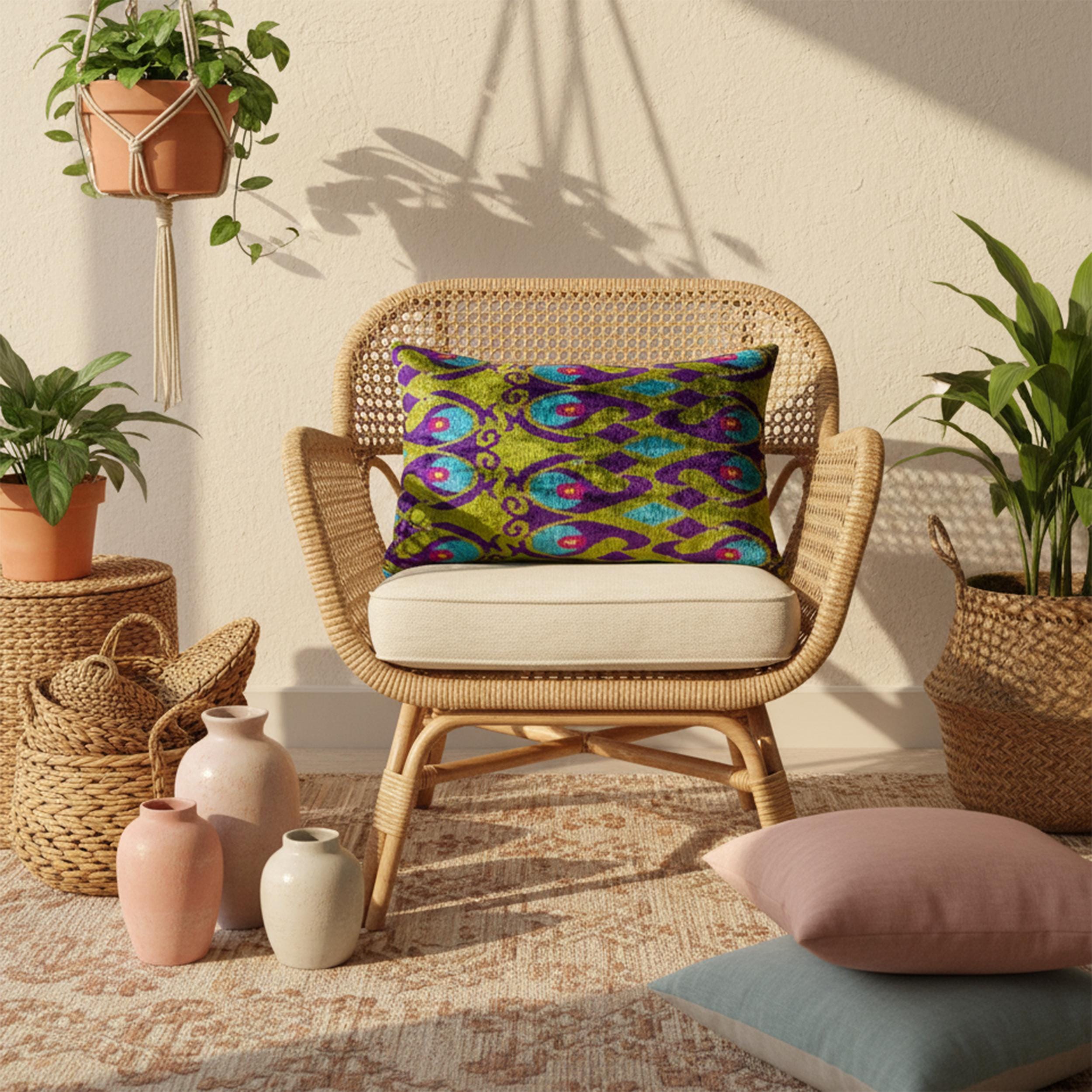 Purple Blue and Green Velvet Pillow Cover 16x24