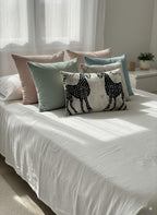 Black White Horse Motif Animal Velvet Pillow Cover 16x24