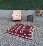 Handwoven Turkish Kilim Rug, Bohemian Geometric Rug (4.07x4.86 ft)