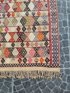 Handwoven Vintage Turkish Cicim Rug, Bohemian Tribal Wool Rug (2.72x4.04 ft)