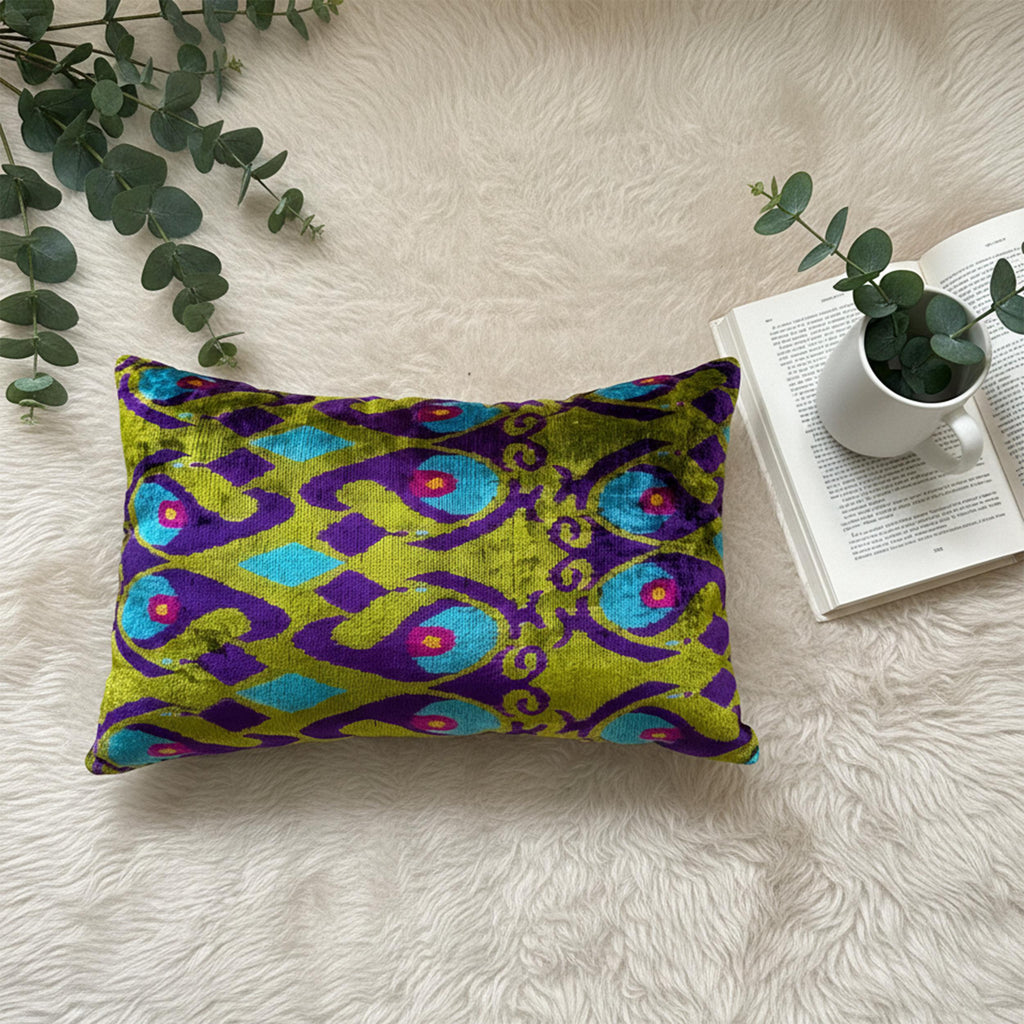 Purple Blue and Green Velvet Pillow Cover 16x24