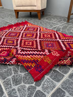 Vintage Turkish Kilim Rug, Bohemian Woven Area Rug, 2.95x3.97 ft