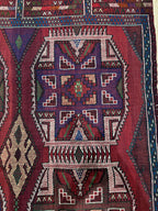 Vintage Turkish Kilim Rug, Handwoven Wool, Geometric Tribal Design (4.46 x 6.56 ft)