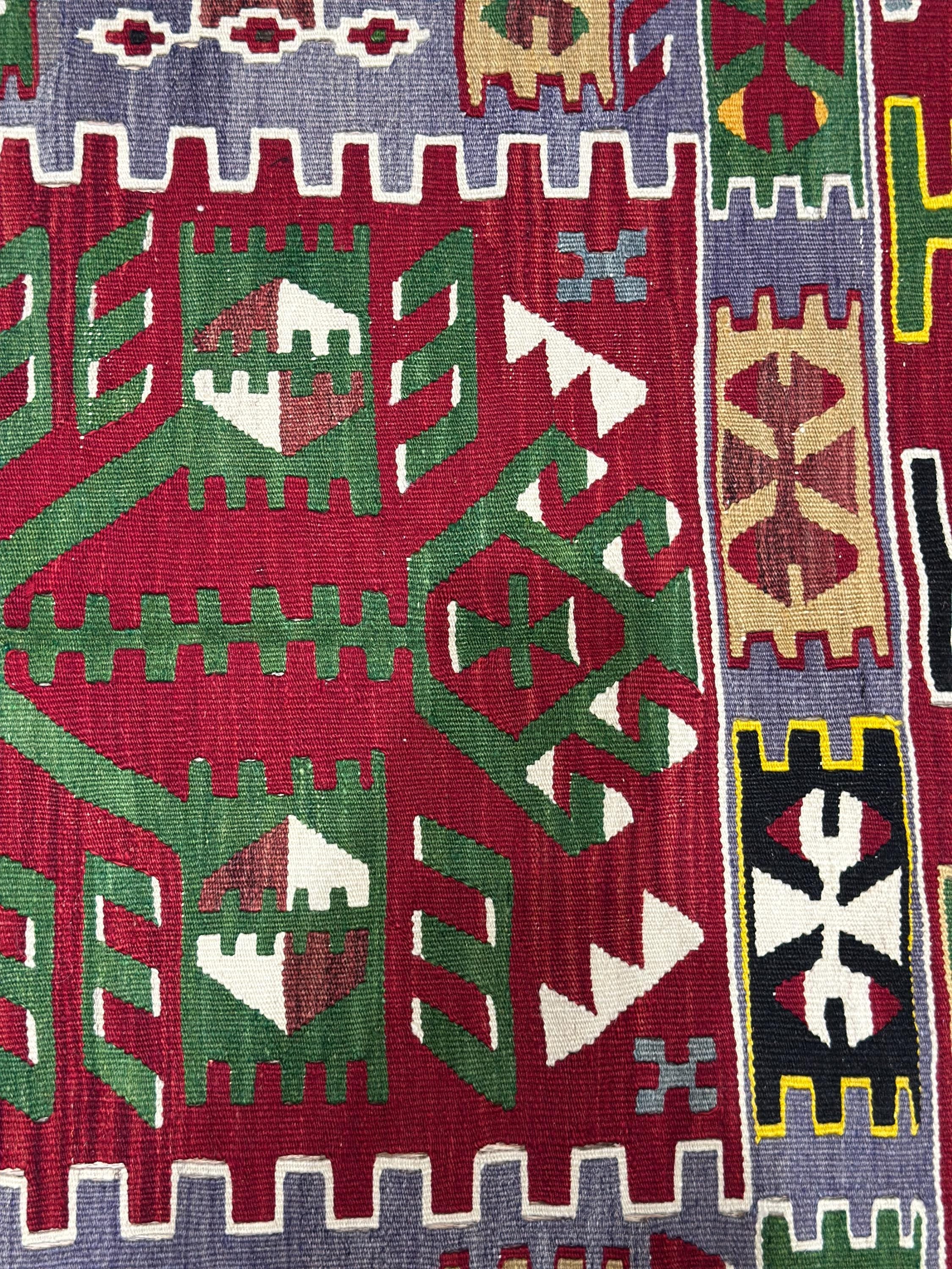 Vintage Turkish Kilim Rug, Boho Area Rug, Handwoven Wool (4.1 x 6.7 ft)