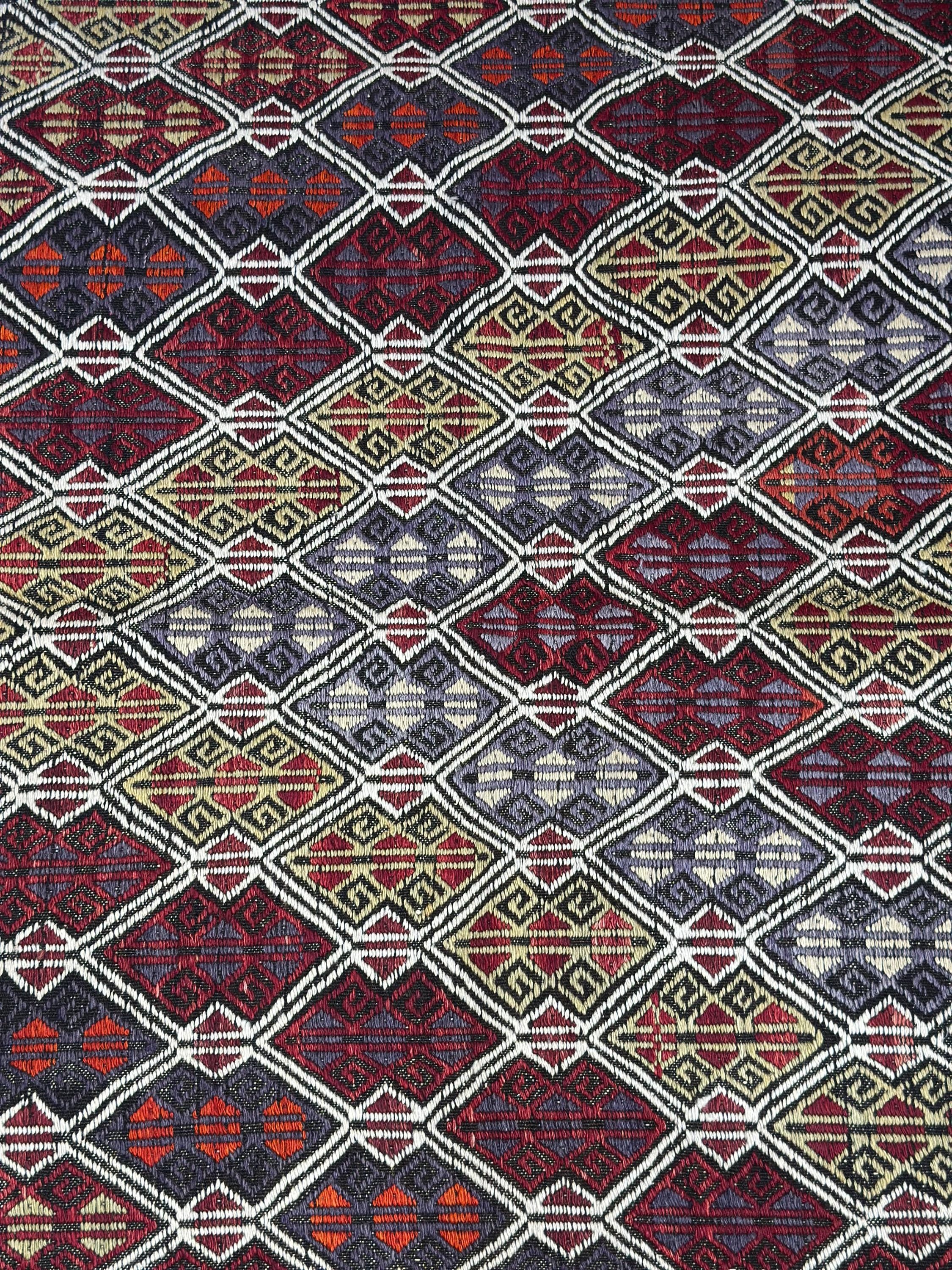 Vintage Turkish Kilim Rug, Handwoven Wool Area Rug, Boho Decor (5x7.4 ft)