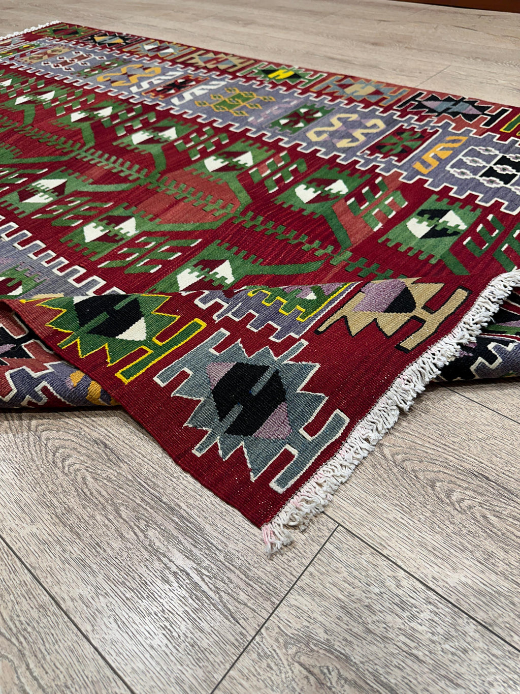 Vintage Turkish Kilim Rug, Boho Area Rug, Handwoven Wool (4.1 x 6.7 ft)