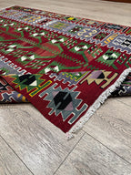 Vintage Turkish Kilim Rug, Boho Area Rug, Handwoven Wool (4.1 x 6.7 ft)
