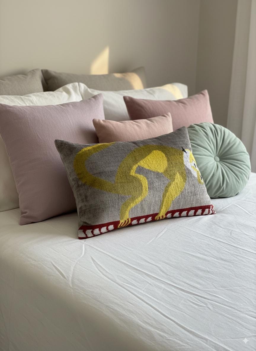 Yellow Monkey Animal Velvet Pillow Cover 16x24