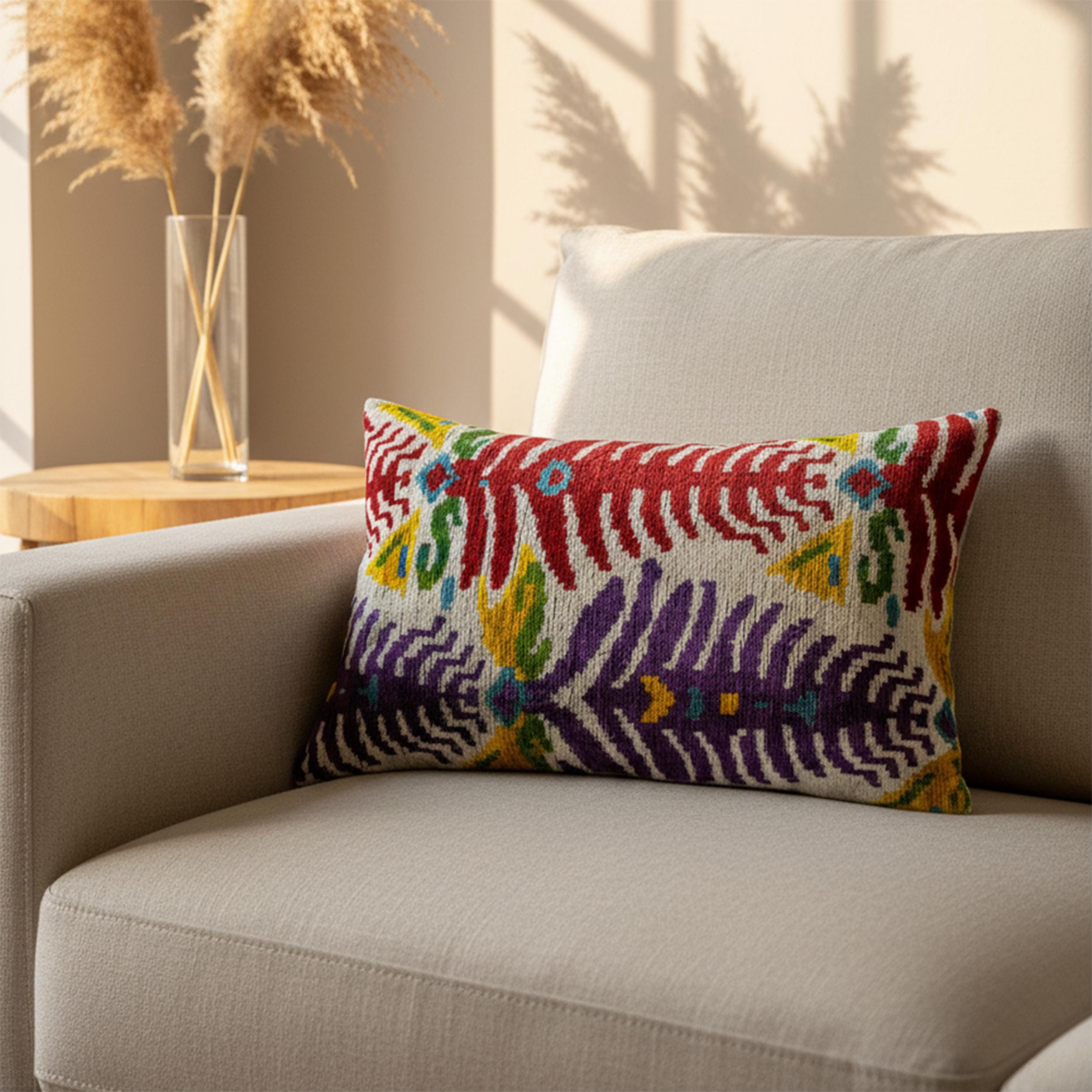 Red Purple Yellow  Velvet Pillow Cover 16x24