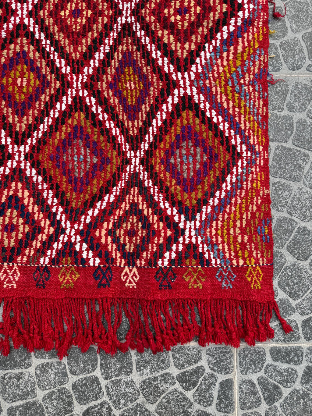 Vintage Turkish Kilim Rug, Bohemian Woven Area Rug, 2.95x3.97 ft