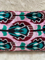 Pink Green and Black Velvet Pillow Cover 16x24