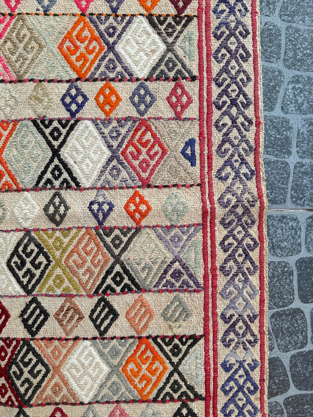 Handwoven Vintage Turkish Cicim Rug, Bohemian Tribal Wool Rug (2.72x4.04 ft)