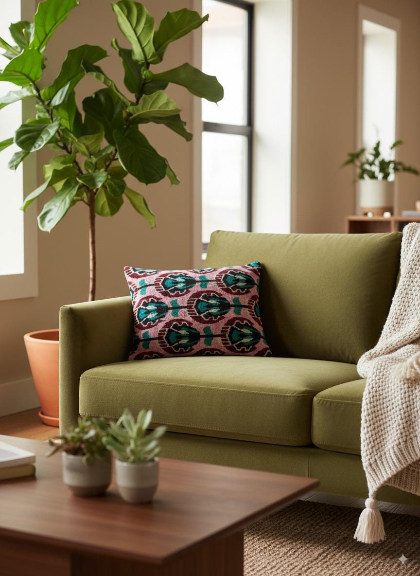 Pink Green and Black Velvet Pillow Cover 16x24