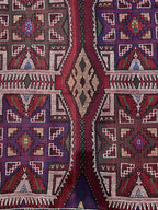 Vintage Turkish Kilim Rug, Handwoven Wool, Geometric Tribal Design (4.46 x 6.56 ft)