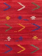 Vintage Turkish Kilim Rug, Handwoven Wool Cicim Rug (1.90x3.81 ft)