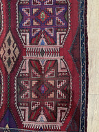 Vintage Turkish Kilim Rug, Handwoven Wool, Geometric Tribal Design (4.46 x 6.56 ft)