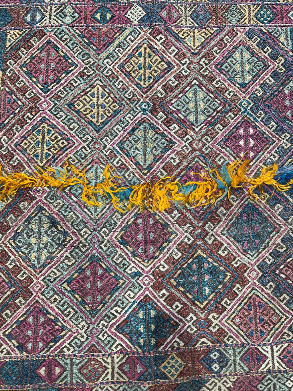 Vintage Turkish Kilim Rug, Geometric Tribal Wool Rug (4.3 x 5.9 ft)